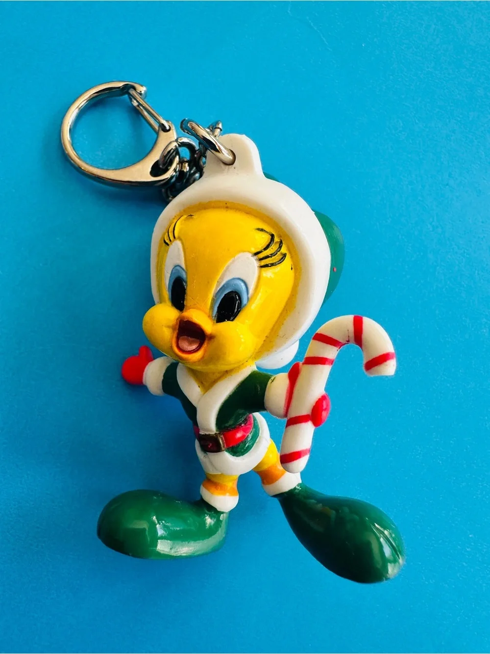 Warner Bros. Tweety Bird Elf Keychain Christmas Theme Lobster Clasp 2.5”